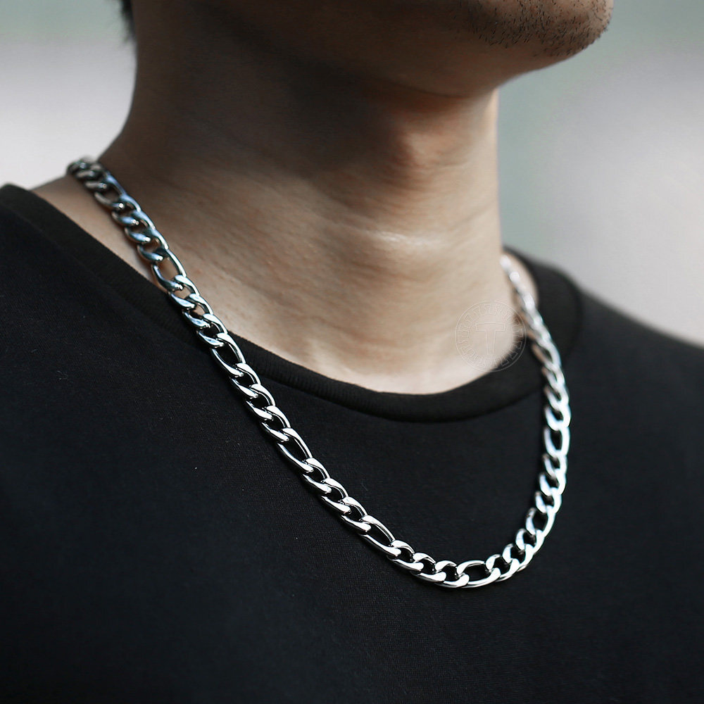 3/5/7/9mm Stainless Steel Figaro Chain Necklace Men Women Link Jewelry 16″-30″