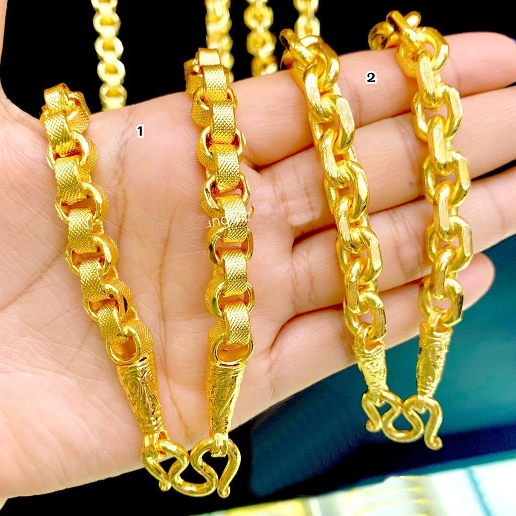 T15 Necklace 24k Gold Plated Men Women Jewelry Weight 15 Baht 26″ Length Chain