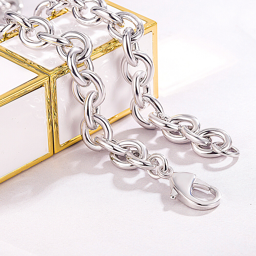 Men’s 925 Sterling Silver Round Cable Chain Rolo Chain Necklace 8.5mm 16″-26″