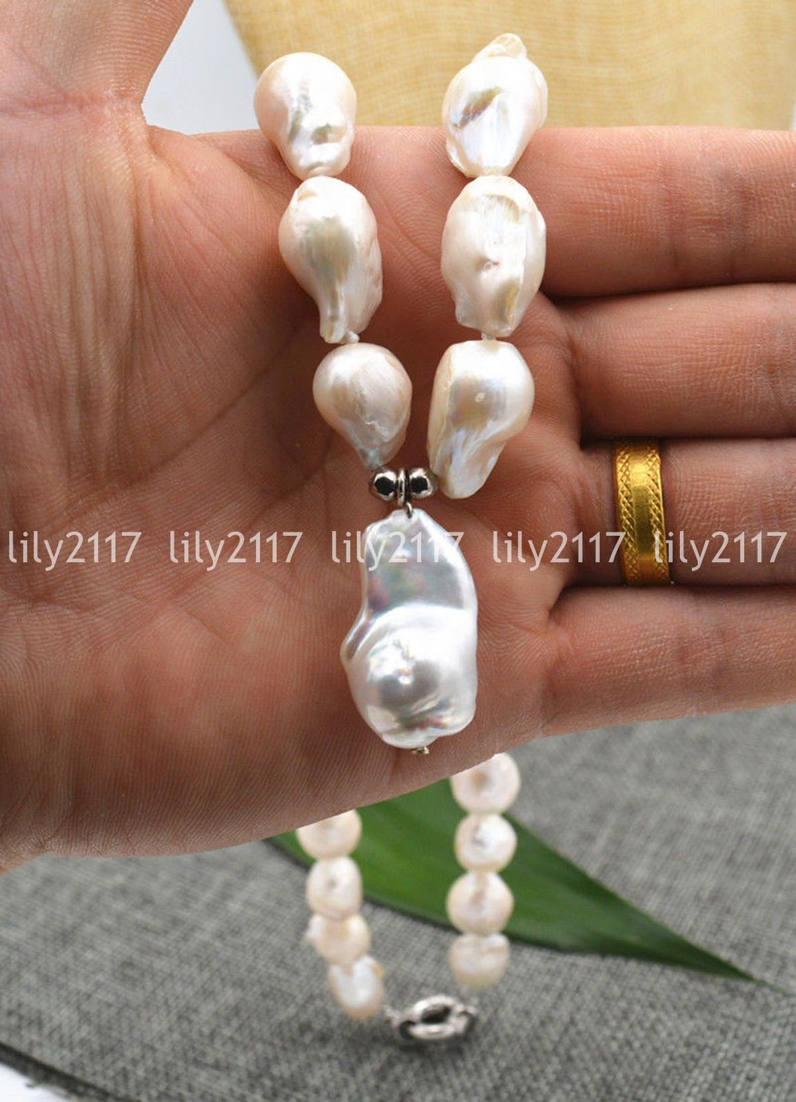 Natural 12x15mm South Sea Baroque White Akoya Pearl Pendant Necklace 14-32”