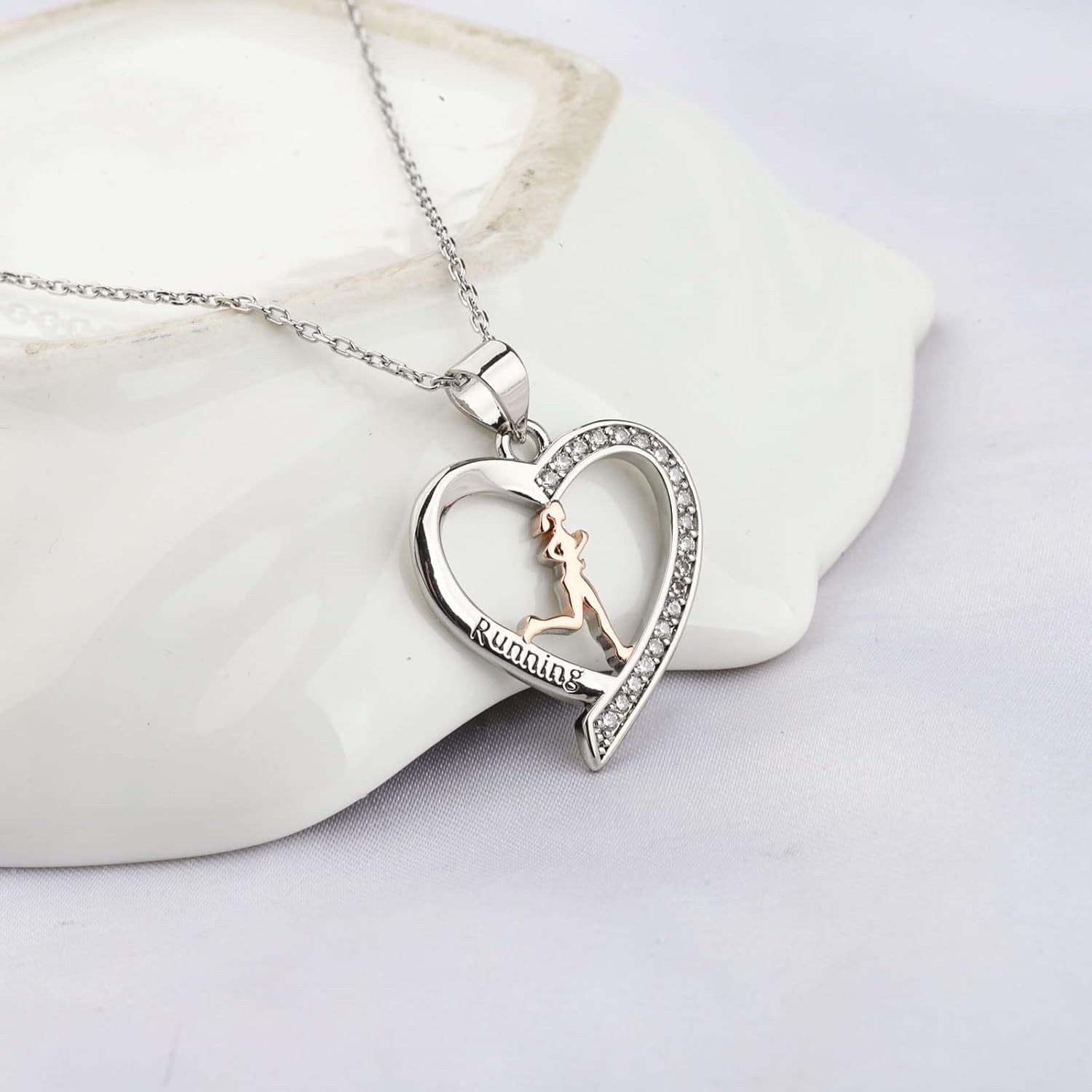 Inspirational Stainless Steel Running Necklace for Women – Adjustable 17+1.97in