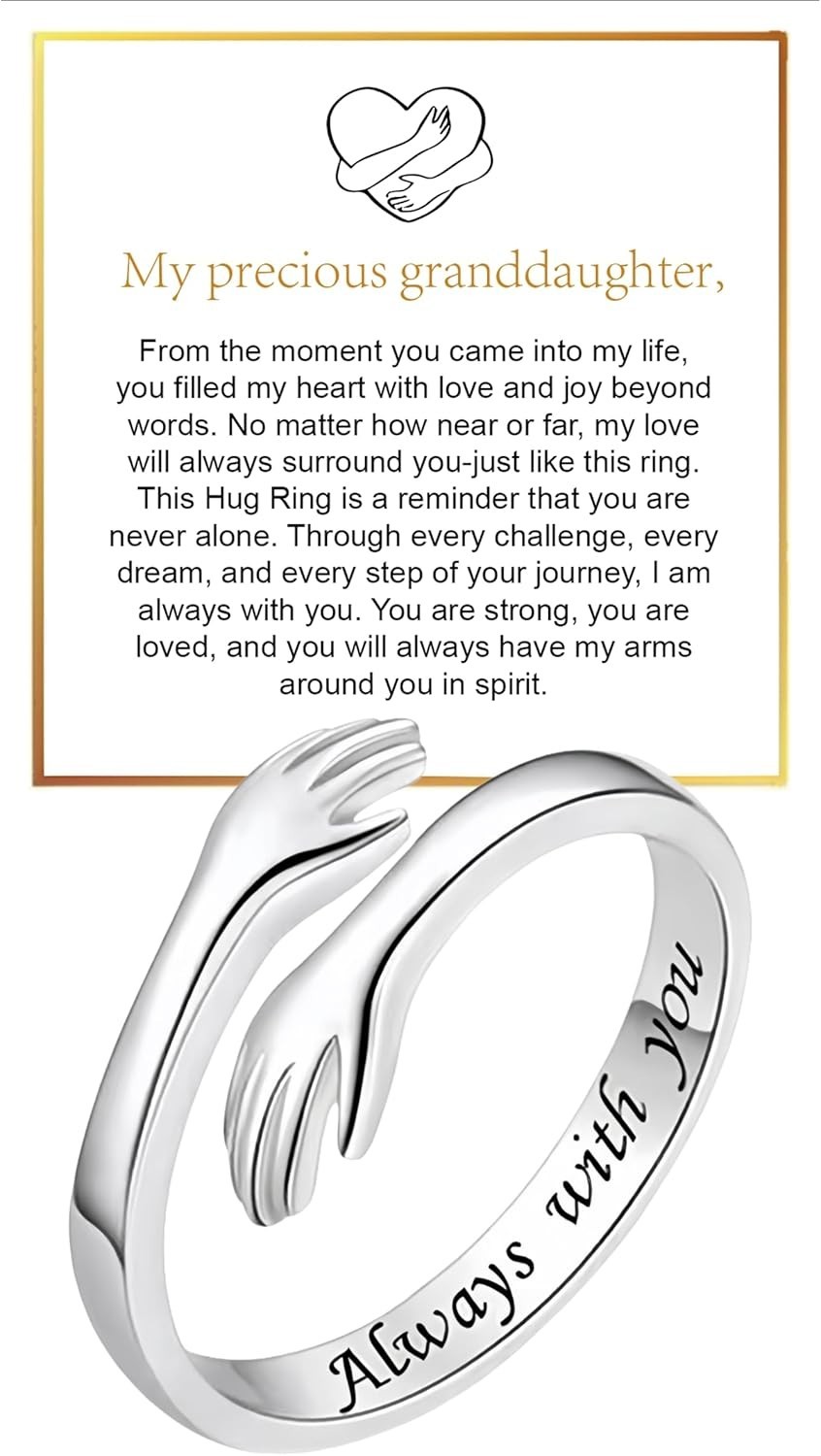 Adjustable Hug Ring with Engraved Love Messages: Perfect Gift for Granddaughters