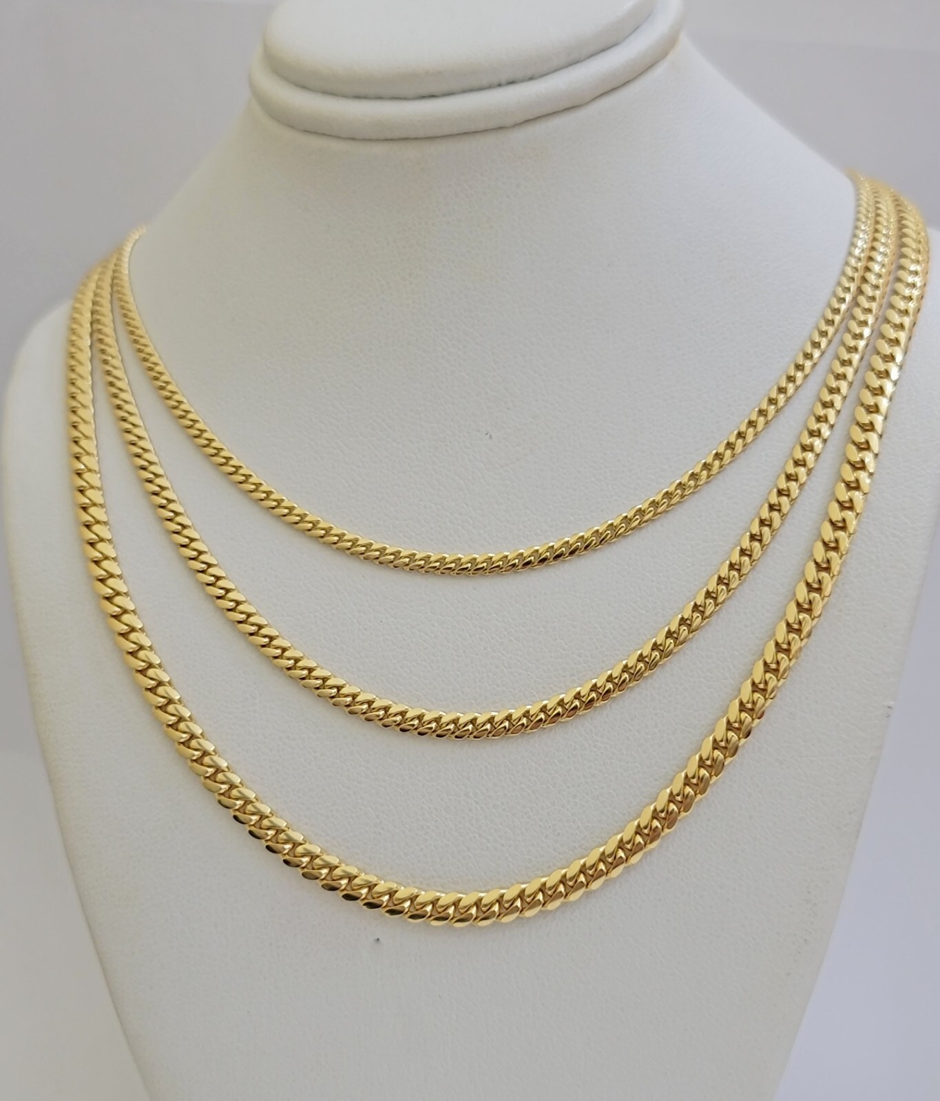 Solid 18k Gold Chain Necklace Miami Cuban Link 2.5mm-4mm 18″-26 Inch Real 18kt