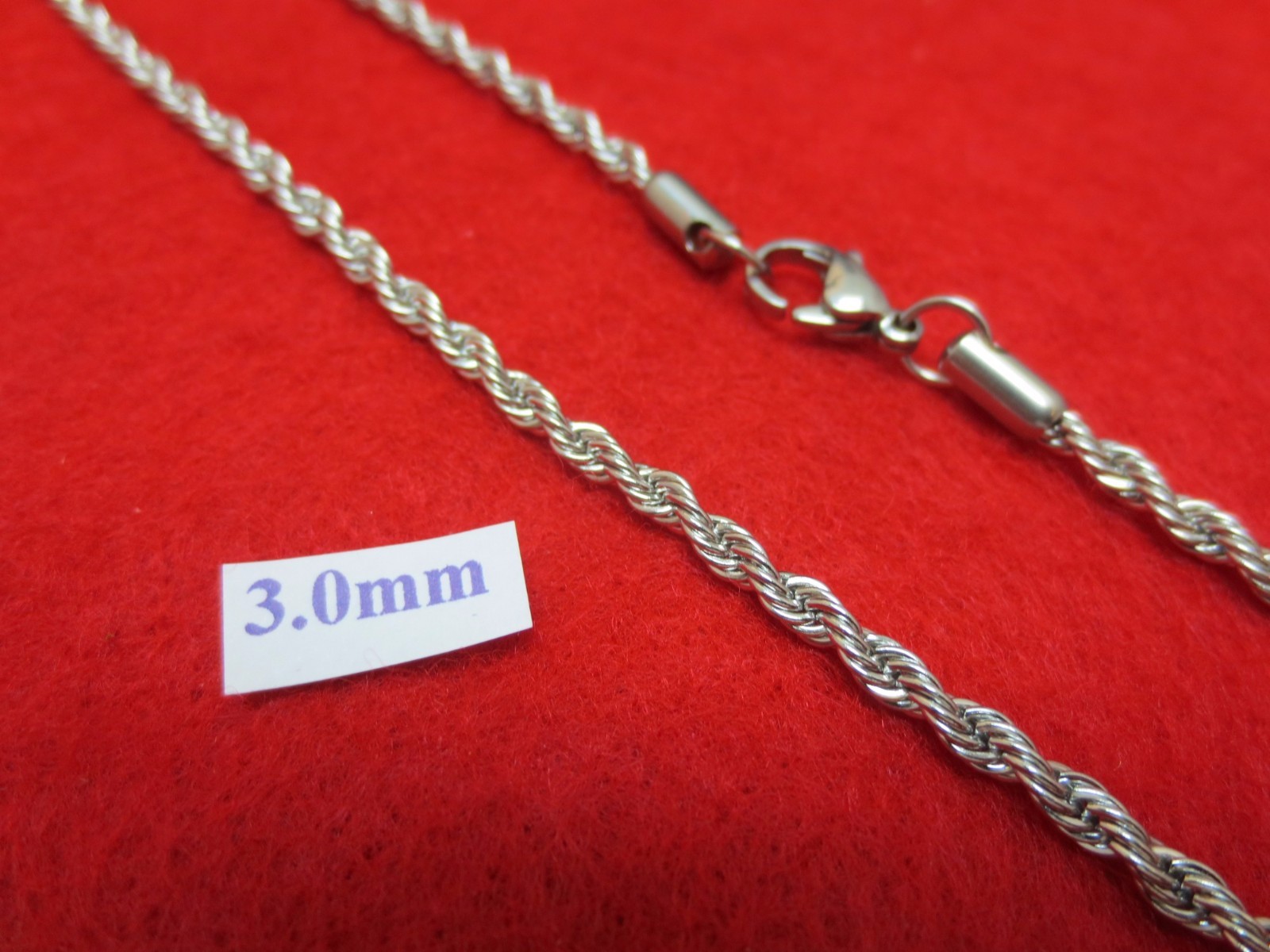 QUICK SHIP 24 INCH 3 MM STAINLESS STEEL ROPE CHAIN SILVER NECKLACE- USA SELLER