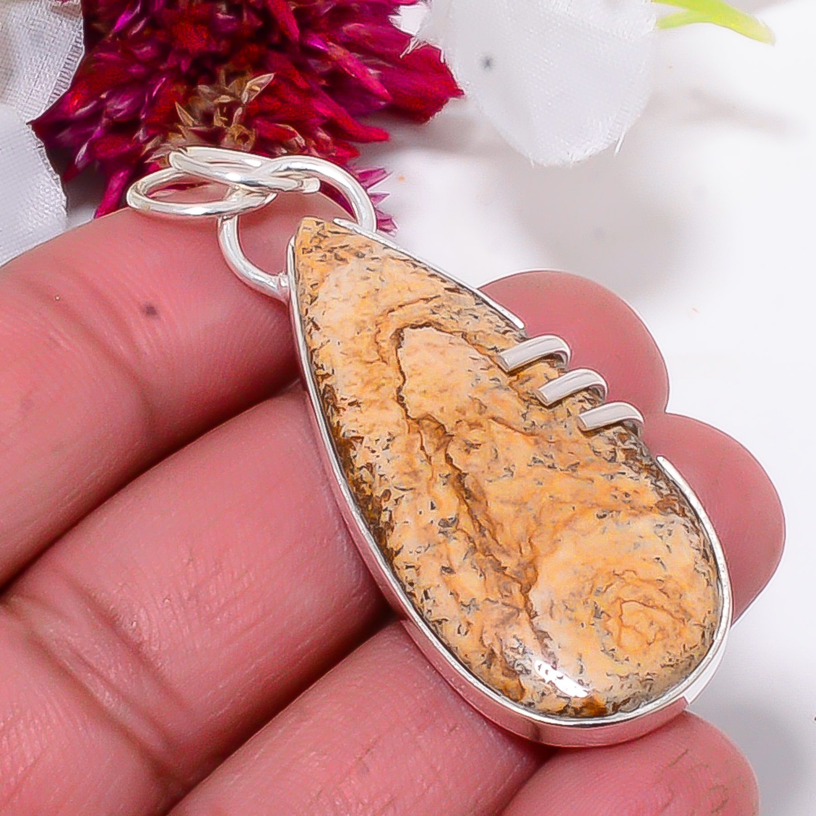Picture Jasper – Oregon Designer Handmade 925 Sterling Silver Pendant 1.95″ Sku7