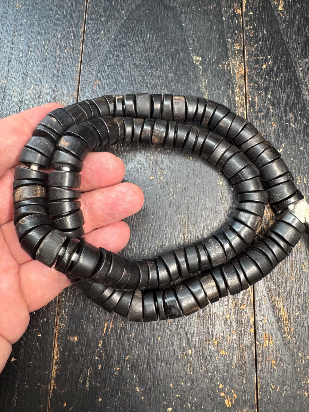 Handmade 108 Bead Mala Necklace | Dark Prayer Beads | Tribal Himalayan Style 24″