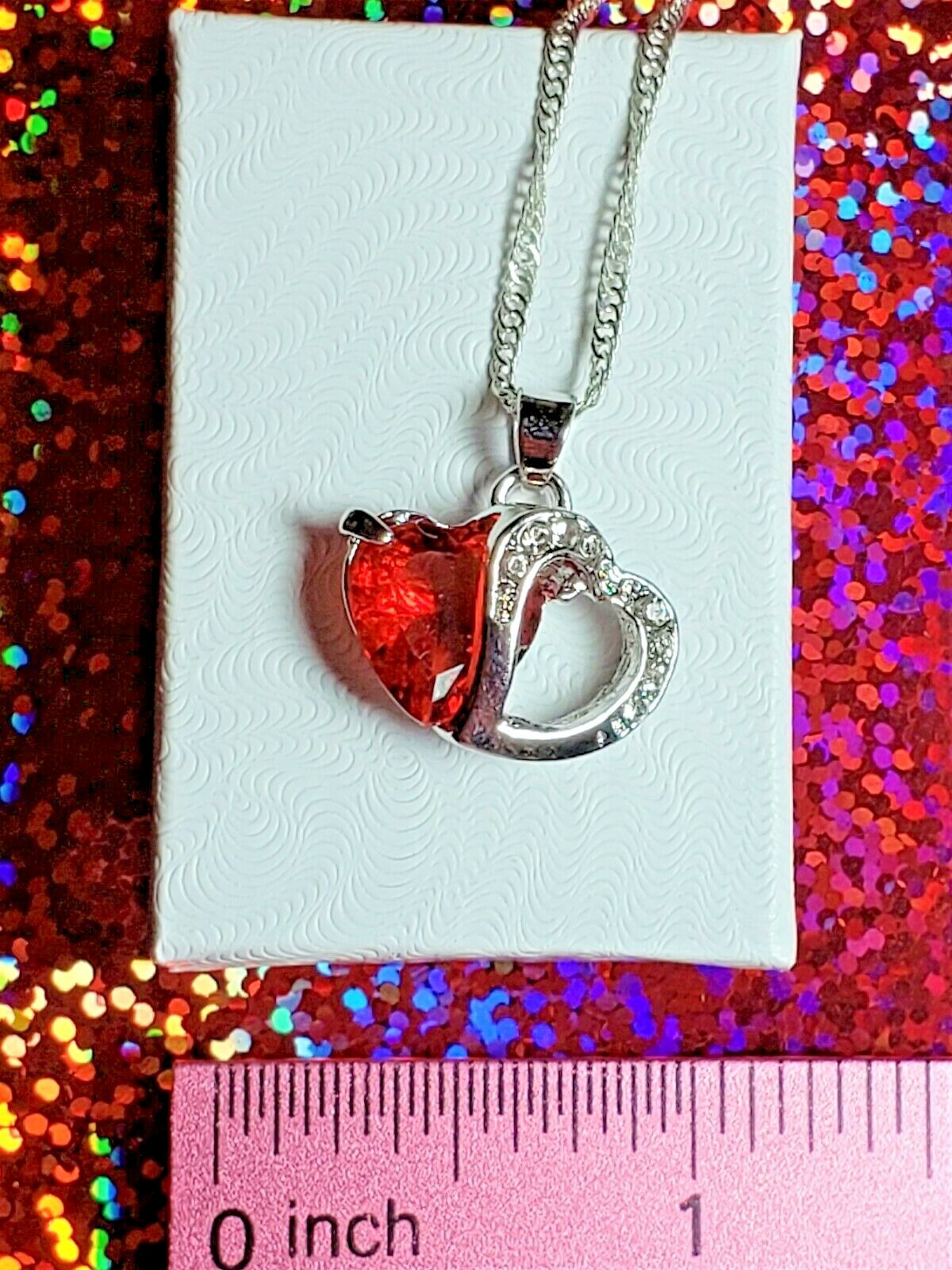 Birthday Gift Anniversary Gift Necklace Red Dual Heart Shape