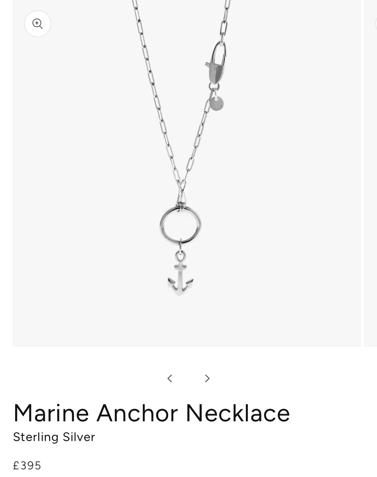 Tateossian NL0172TASPLSI1S – Sterling Silver 925 Marine Anchor Necklace BNIB –