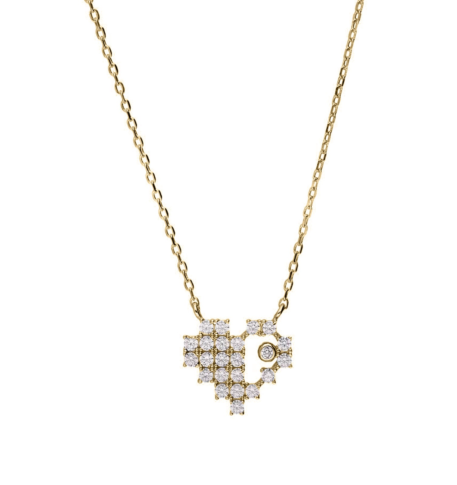 14K Gold 0.24 Ct. Lab-Created Diamond Unique Heart Design Charm Pendant Necklace