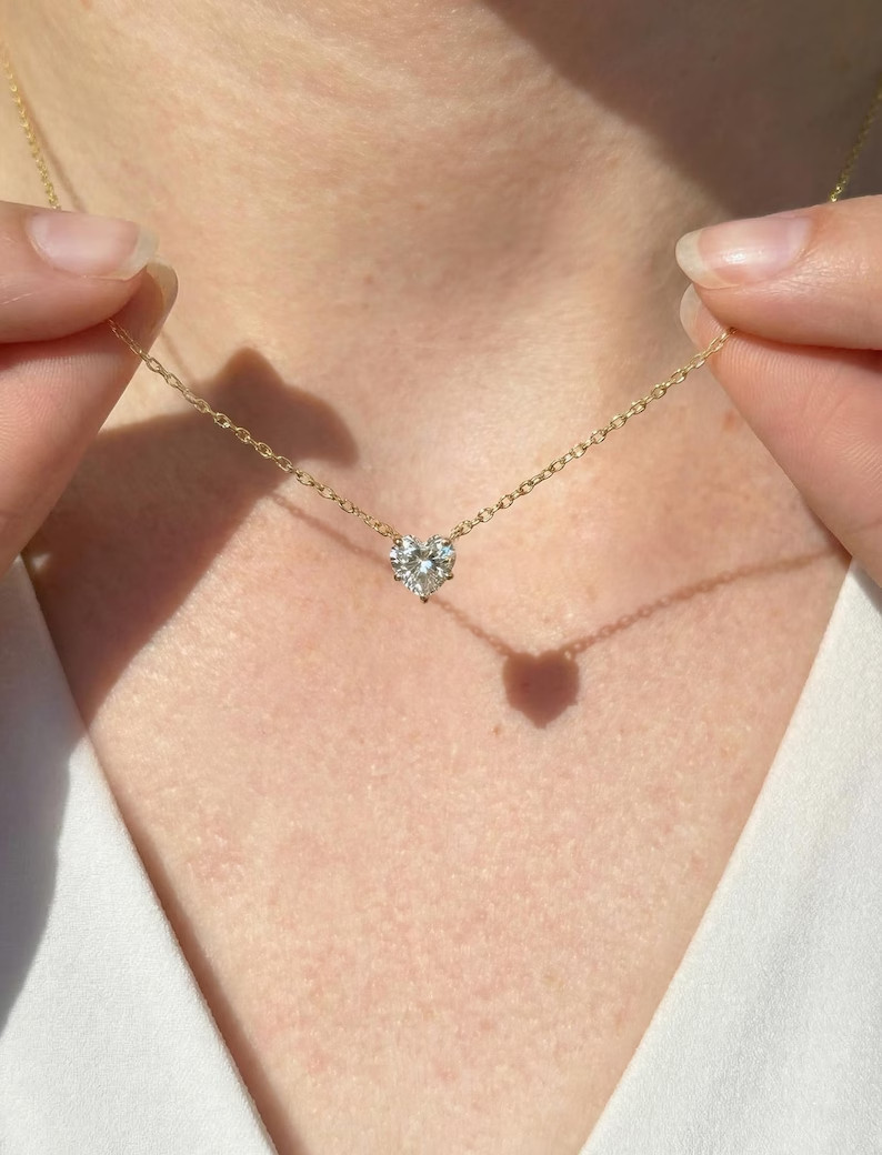 2 Ct Heart Cut Pendant Necklace Simulated Diamond In 14k Yellow Gold Plated