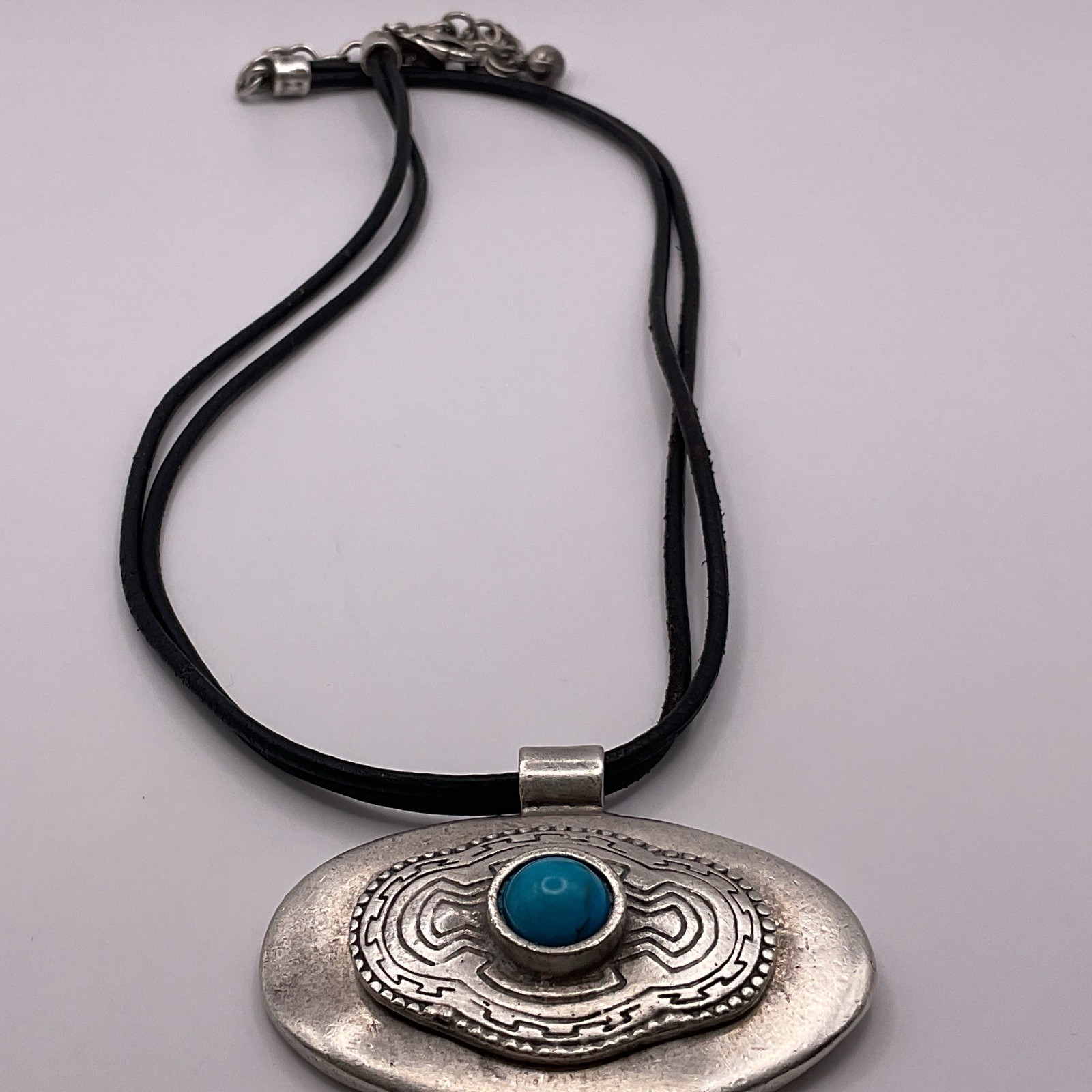 Vintage Chico’s Oval Pendant Necklace with Turquoise Accent