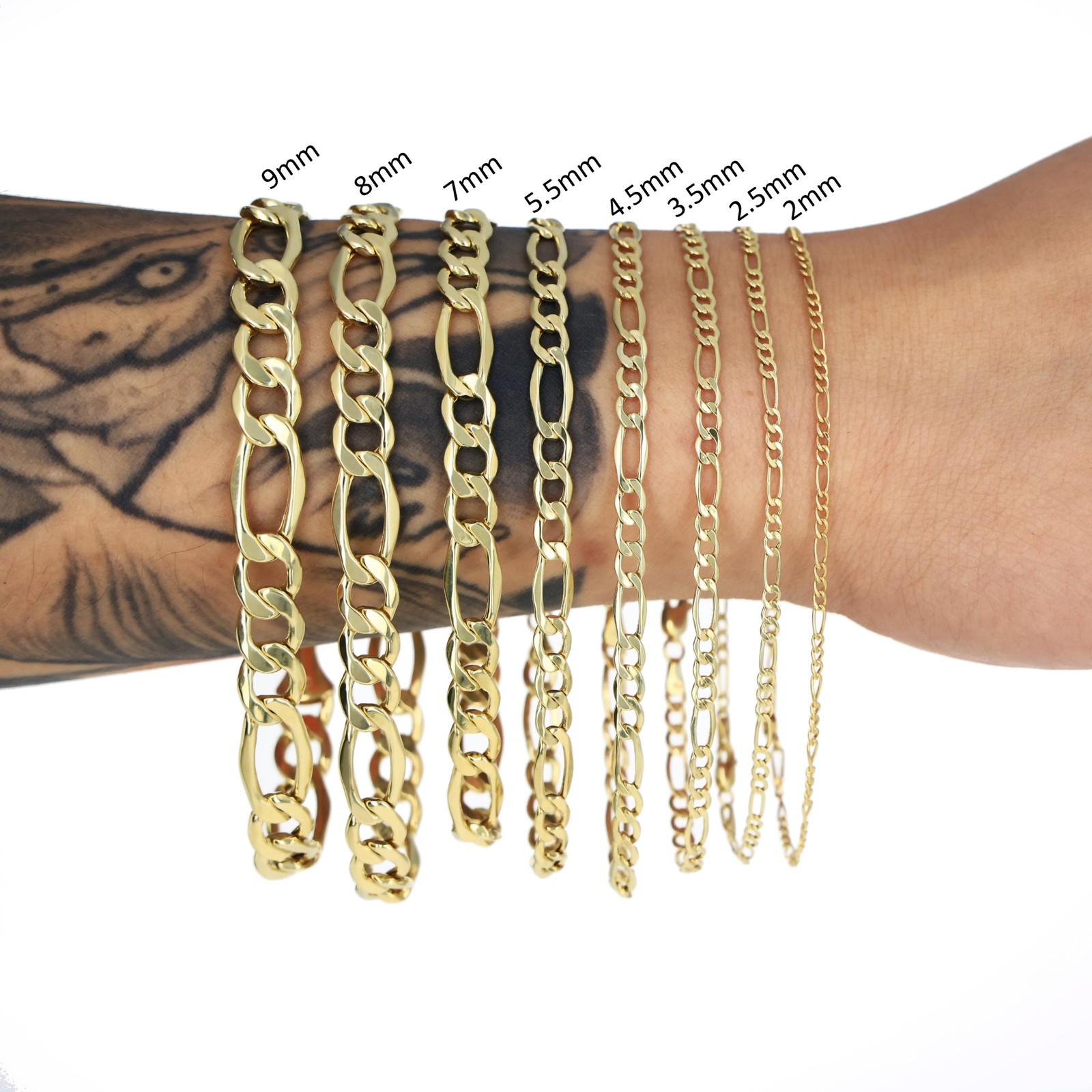 10K Real Yellow Gold 2mm-9mm Figaro Chain Link Pendant Necklace Bracelet 7″- 30″