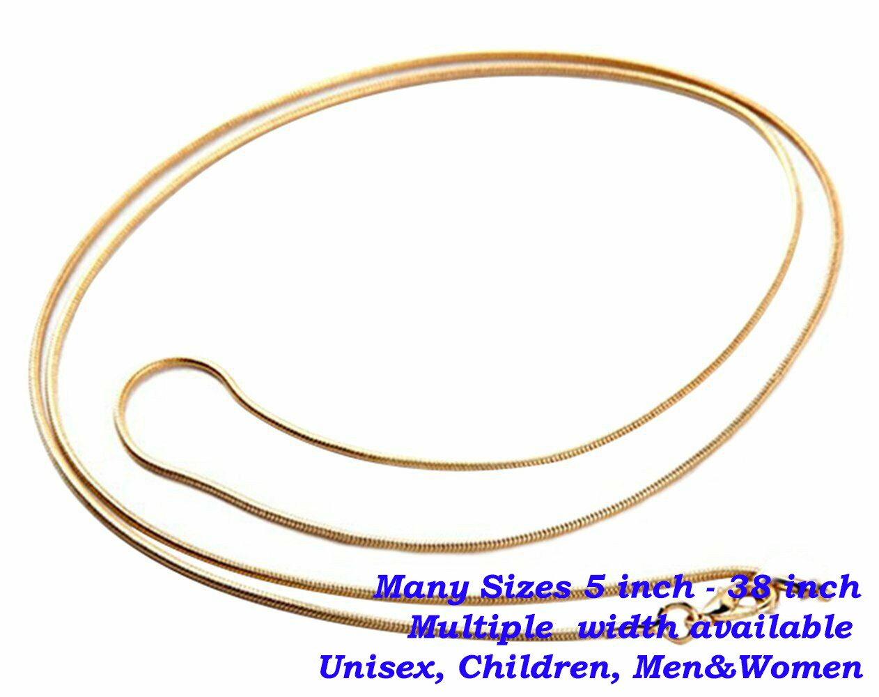 Real 18K Yellow Gold Filled Hypo-allergenic 16″ 3 mm Thick Snake Chain Necklace
