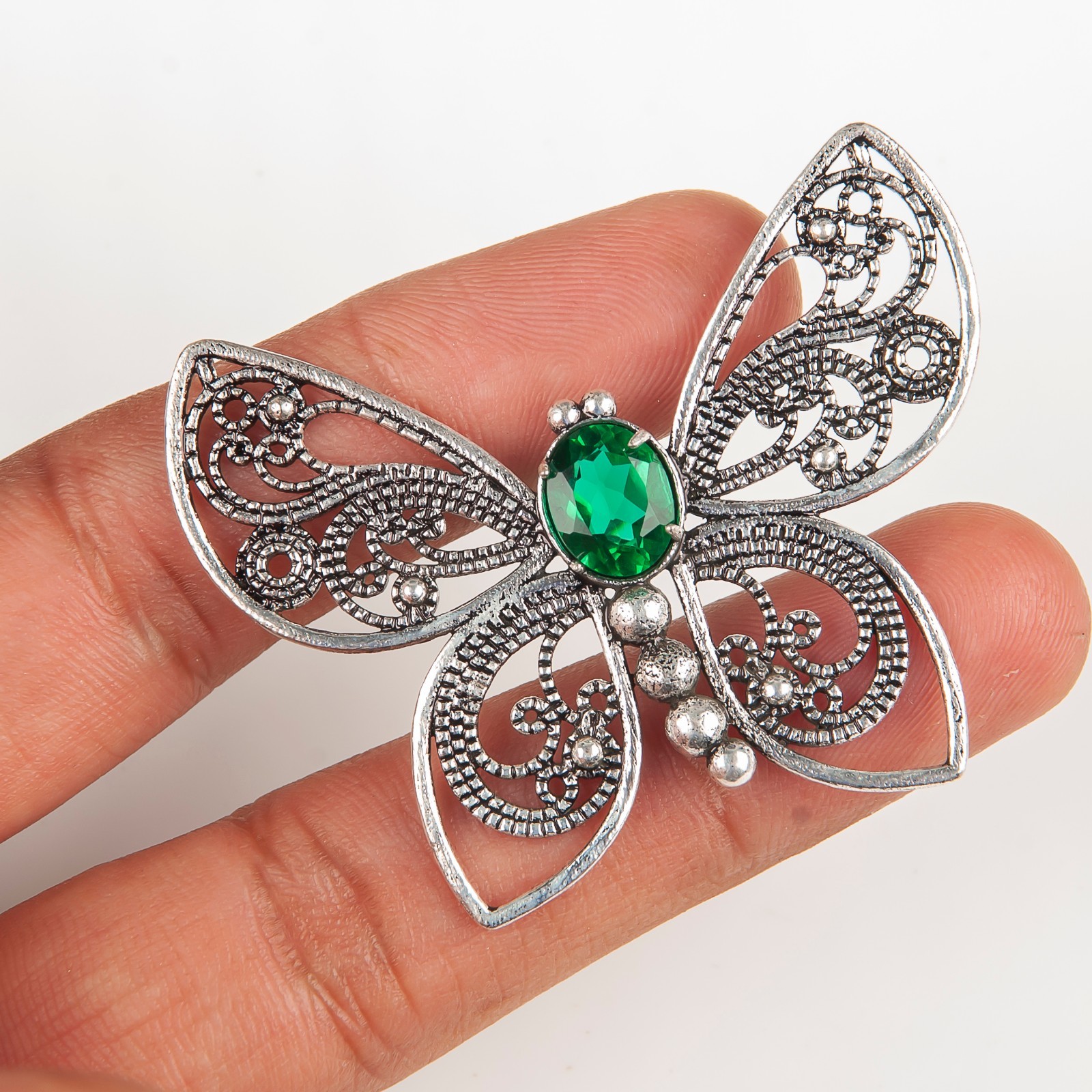 Emerald Gemstone Jewelry 925 Silver Handmade Pendant 1.66″ For Anniversary Gifts