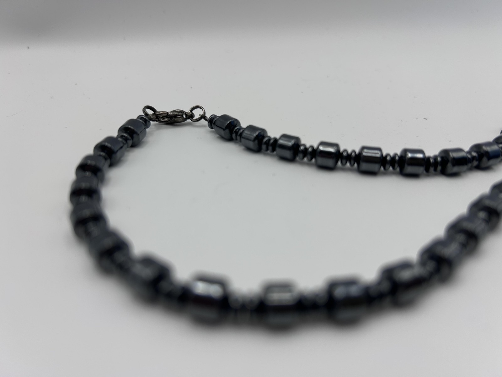Necklace Gray Hematite Beaded 18 Inch Gemstone Strand Lobster Clasp Jewelry