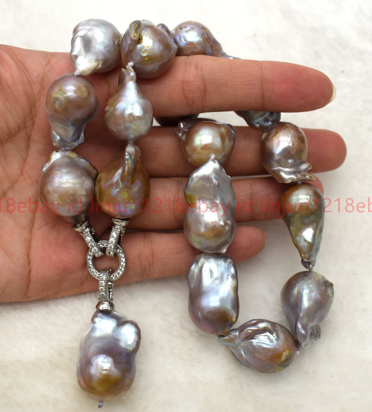 Beautiful Natural 15-20mm Purple Baroque Pearl Gems Pendant Necklace 16-28in