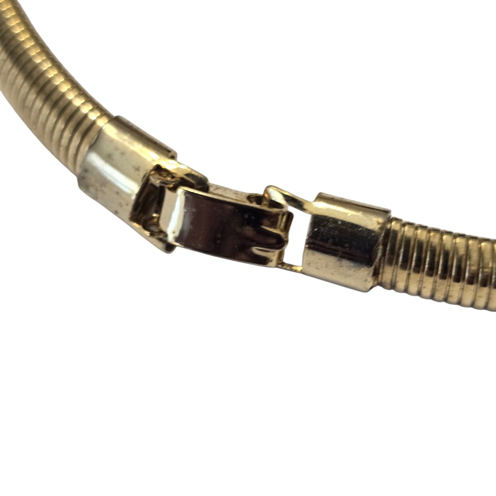 1980s Vintage Unbranded Gold tone Choker Cream Enamel Wave Design