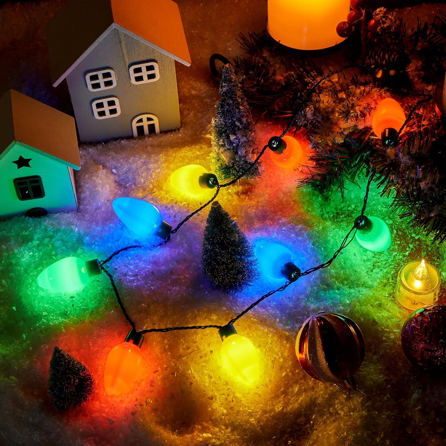 9PCS LED Christmas Bulb Necklaces Light Up Holiday Party Favors for Adults Kids