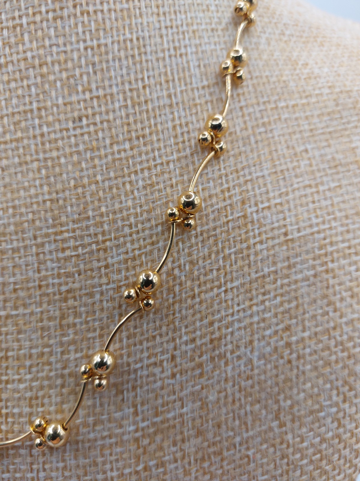 Gold Tone Wavy Ball Necklace Premier Designs Vintage Retired 2005 Flawless