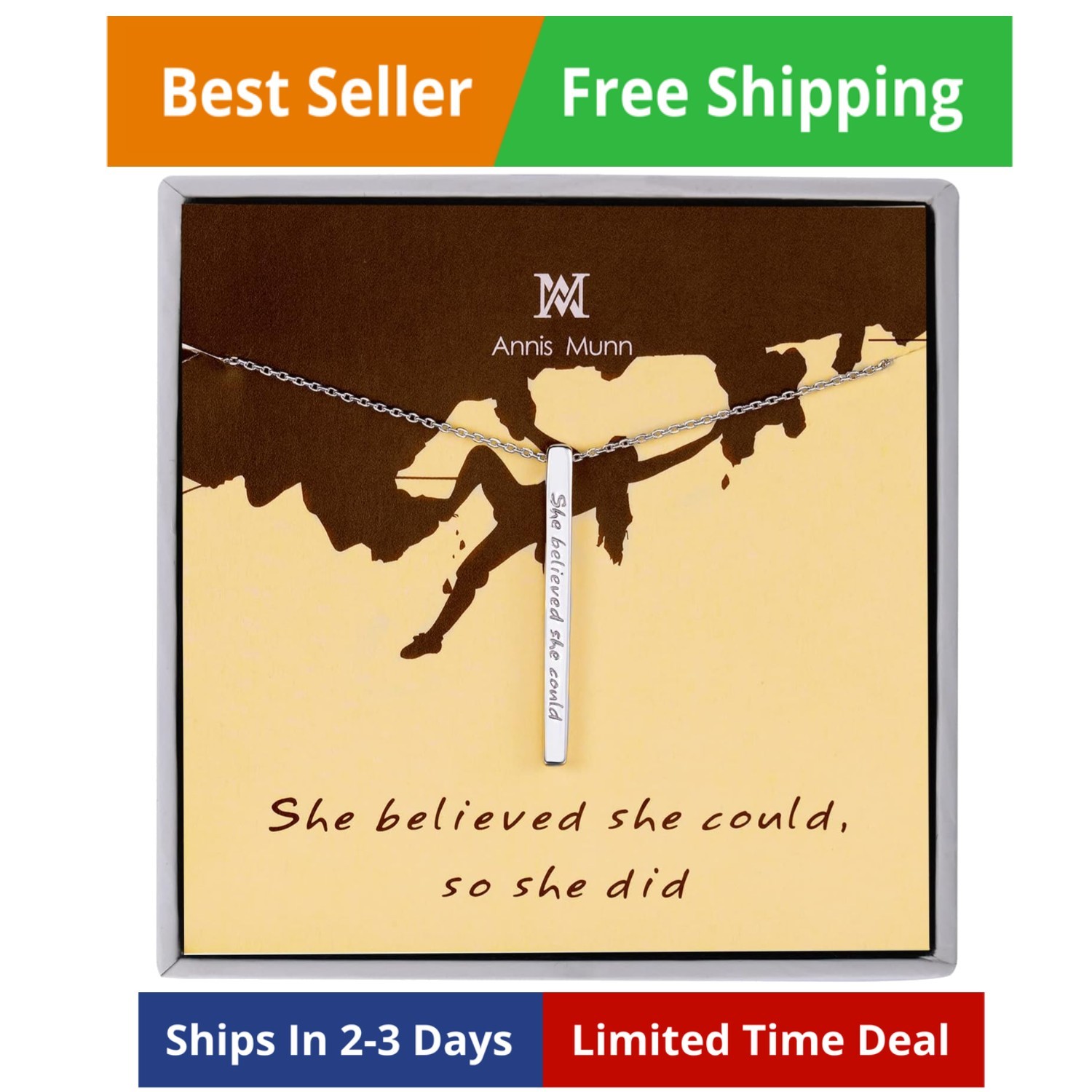 Women 925 Sterling Silver Bar Necklace Gifts for Women Jewelry Engraved ‘ She…