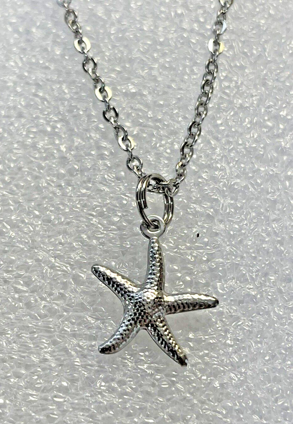STARFISH Dainty Silver Necklace 20” Stainless Coastal Fashion Jewelry Sea NEW