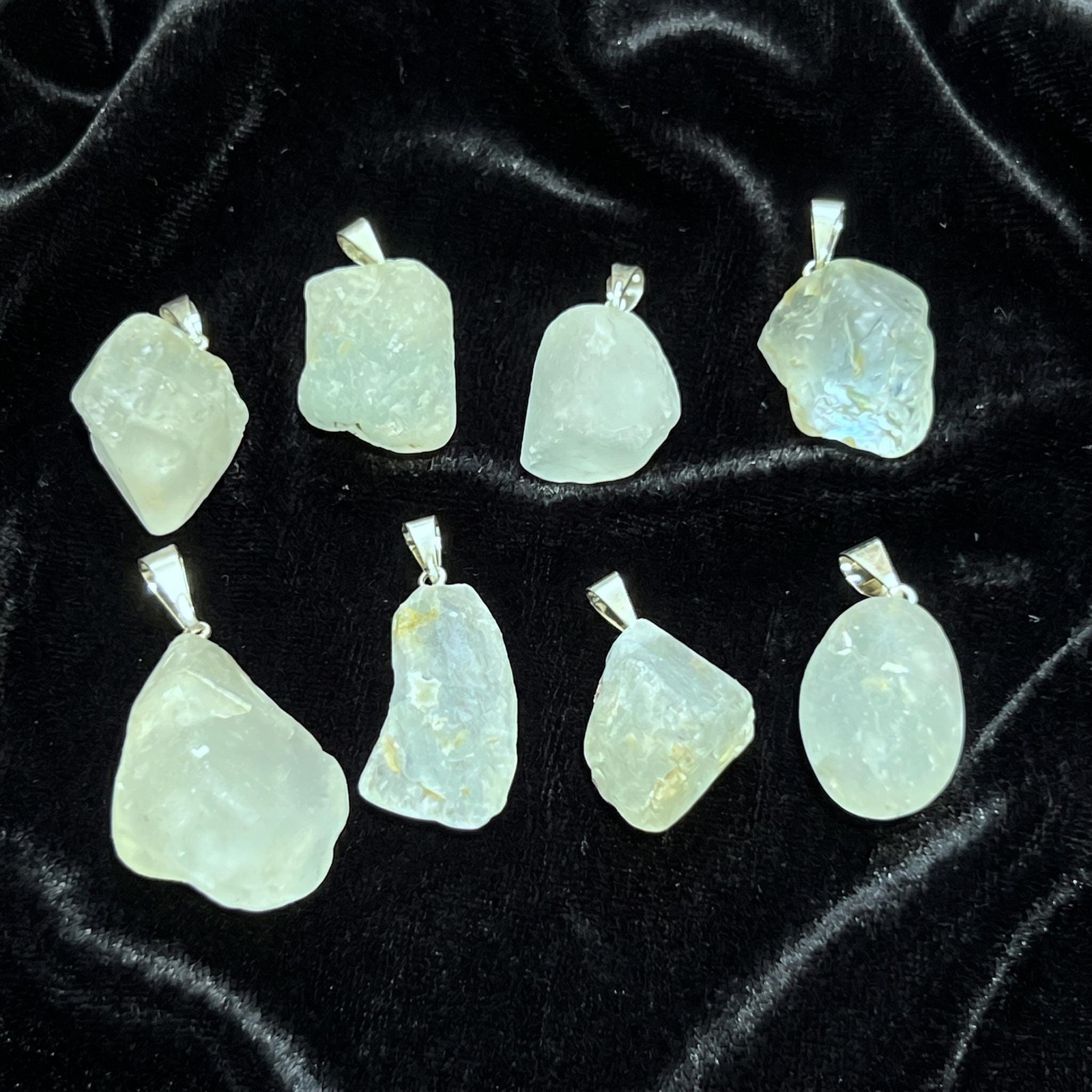 Blue Topaz Rough Raw Crystal Pendant (Silver Bail) Genuine Brazil Mineral