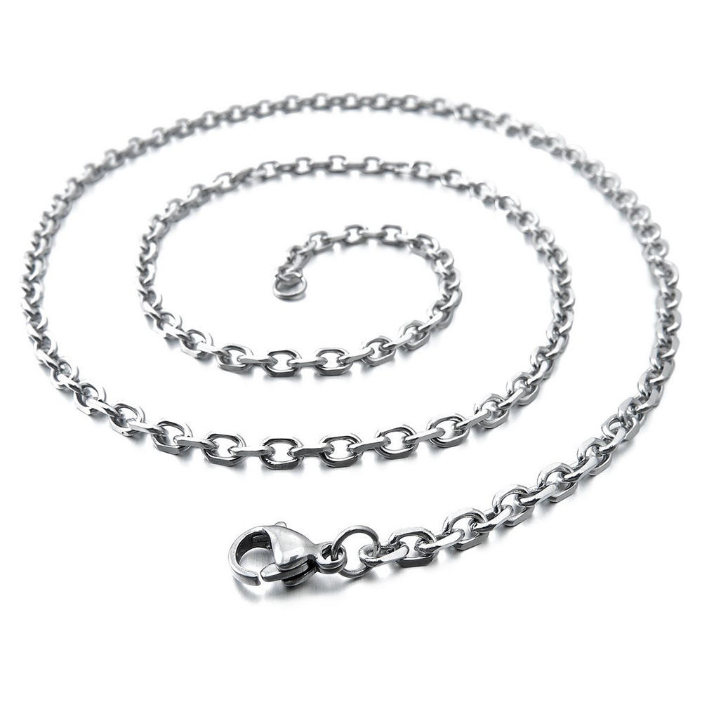 Women’s Men’s 316L Stainless Steel Necklace O Chain 3mm-7mm Silver Tone 18″-30″