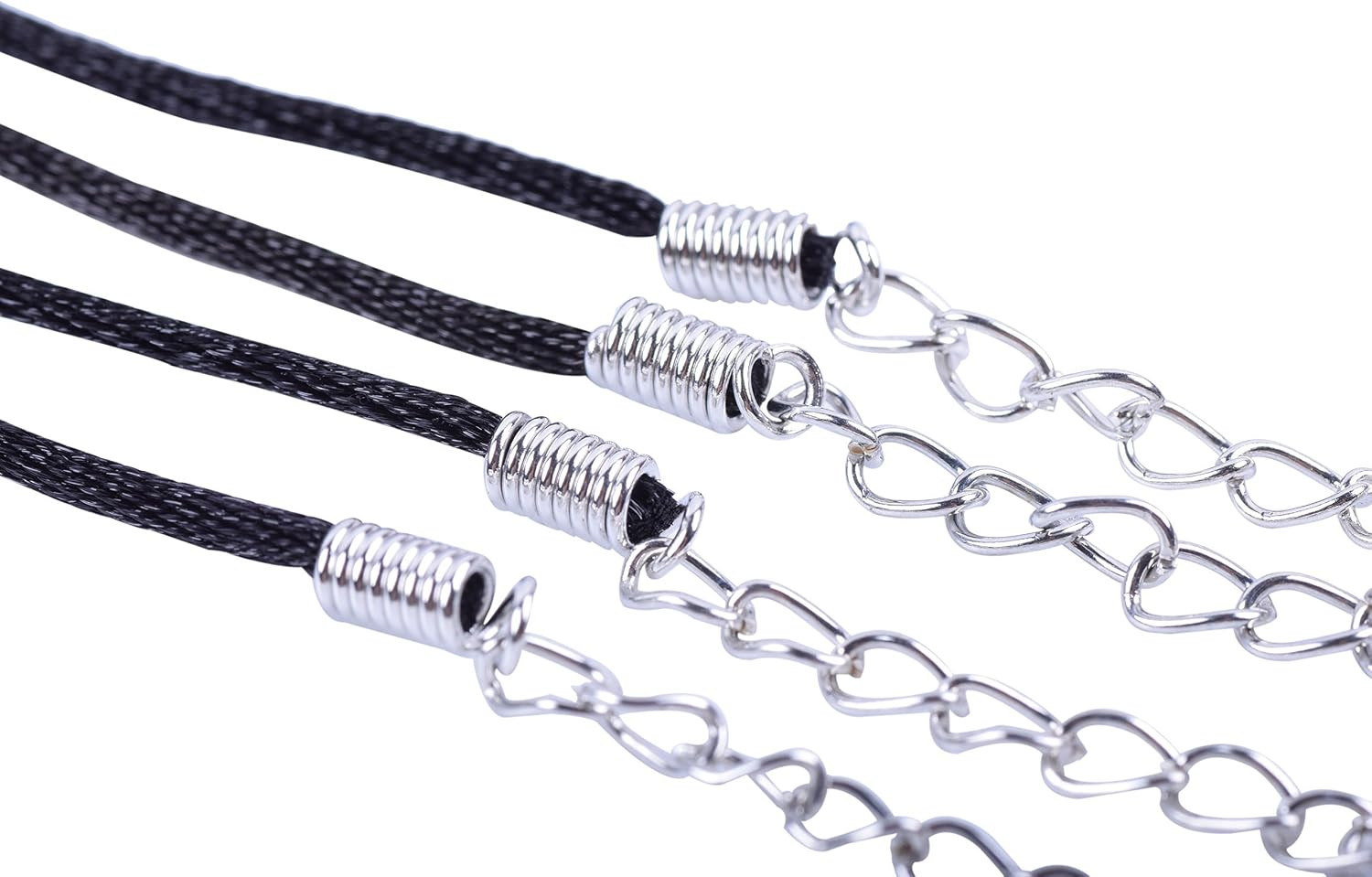 Necklace Cord 50PCS 20” Black Satin Silk Necklace Cord 2.0Mm with Dull Silver M