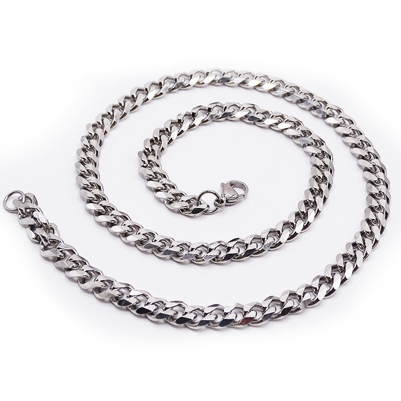 16-30″ Stainless Steel Silver Chain Cuban Curb Womens Mens Necklace 3/5/7/9mm
