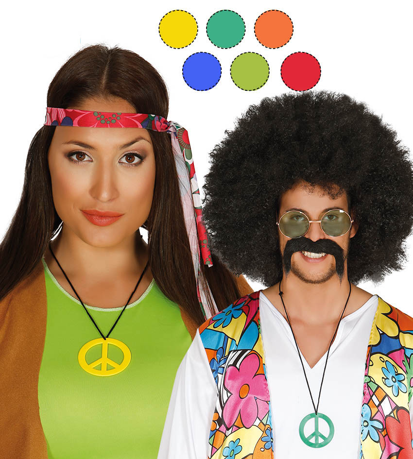 PEACE SIGN Necklace Hippie Fancy Dress Accessory Pendant Hippy Adults Unisex