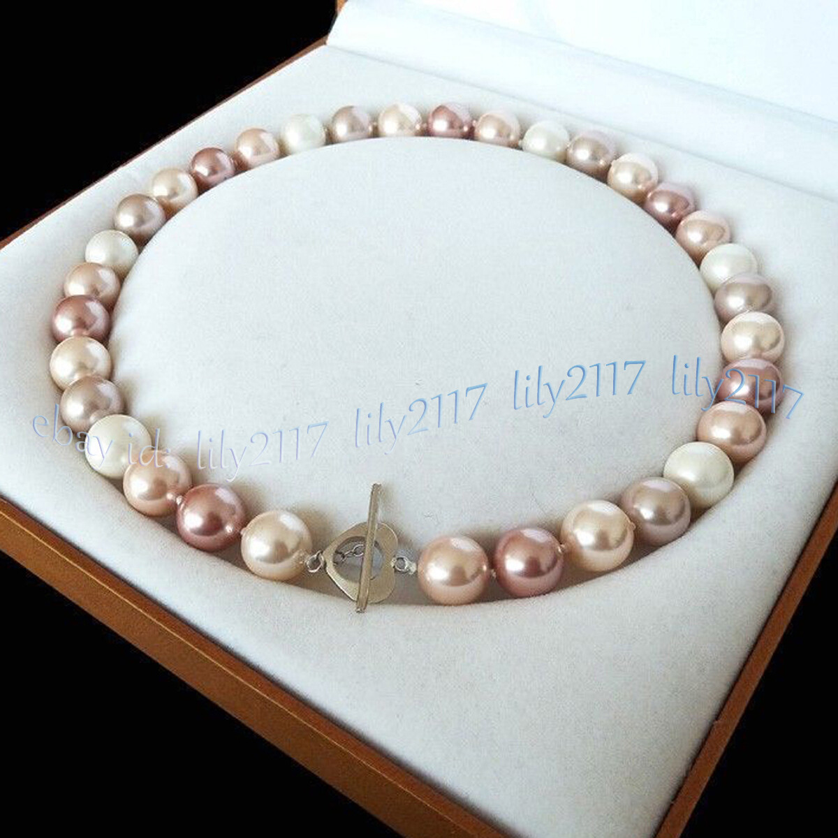 19” Beauty 8/10/12/14mm Multicolor South Sea Shell Pearl Round Beads Necklaces