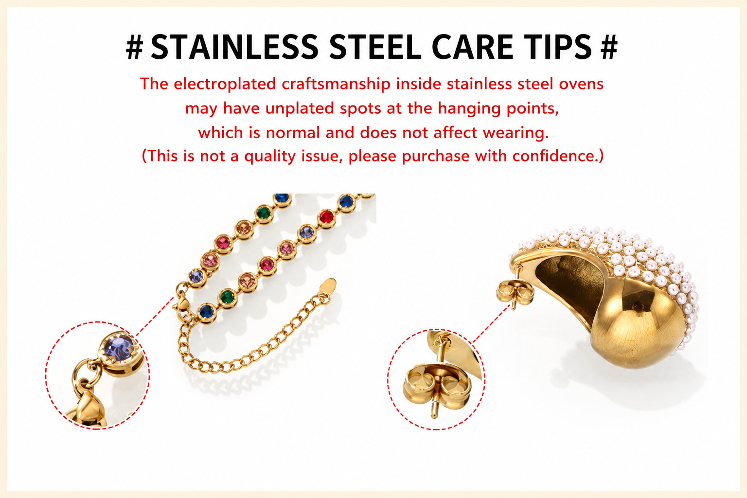 18K Gold Plated Stainless Steel Heart Pendant Faux Pearl Drop Necklace