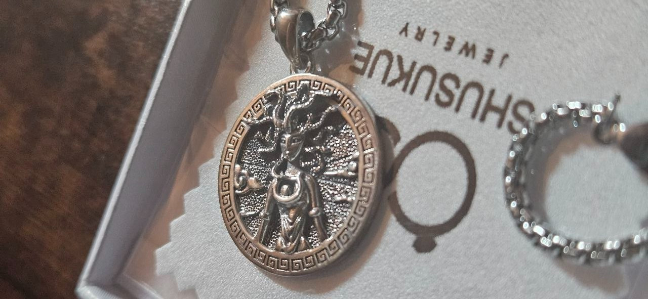 Mystical Beauty Cursed Medusa Necklace 3D Solid Sterling Silver Pendant 925