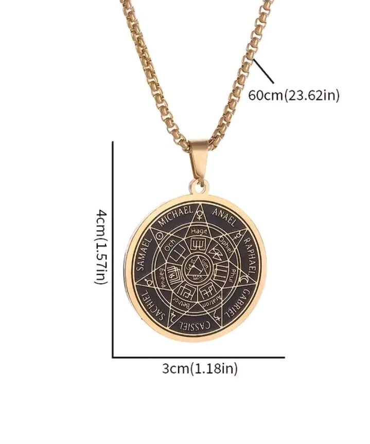 Cadena Acero Inoxidable Medalla Amuleto Protector Con Los Site Arcángeles