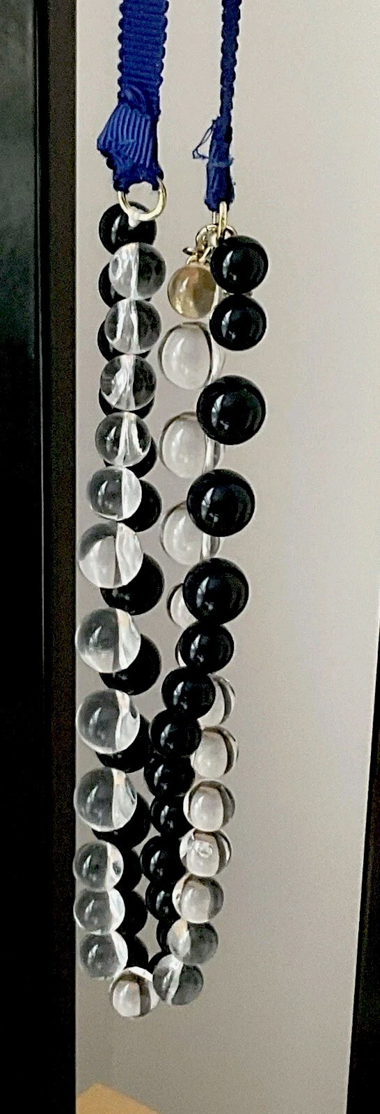 J CREW Bauble Necklace/ Ties In Back/ Blue And Clear Colors