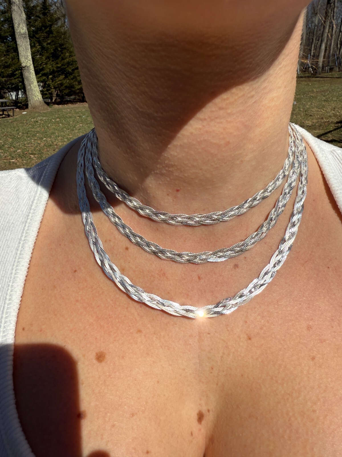 Ladies Solid 925 Sterling Silver Braided Herringbone Chain Necklace 6mm 14″-22″