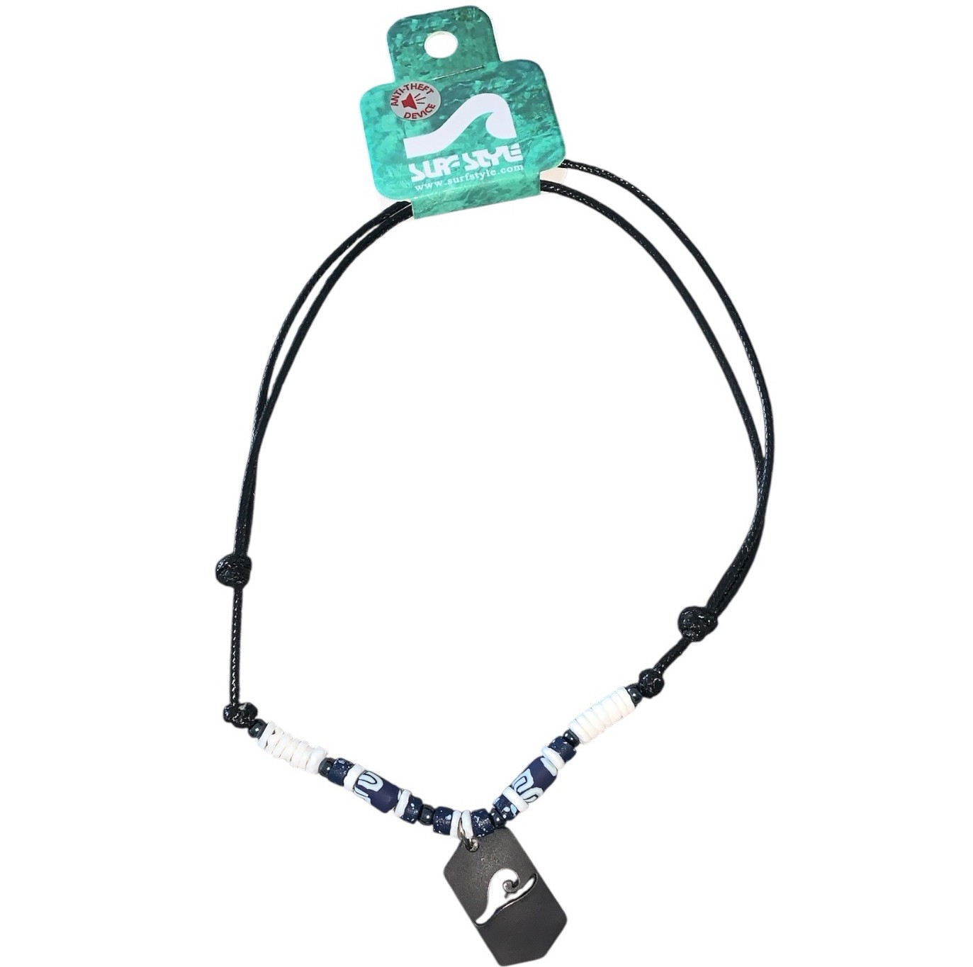 Surf Style Wave Tide Stainless Leather Necklace Black Gray Blue 136240 BOGO!