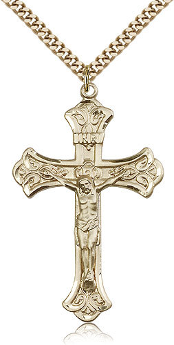 Gold Filled Crucifix Pendant For Men On 24 Chain – 30 Day Money Back Guarantee