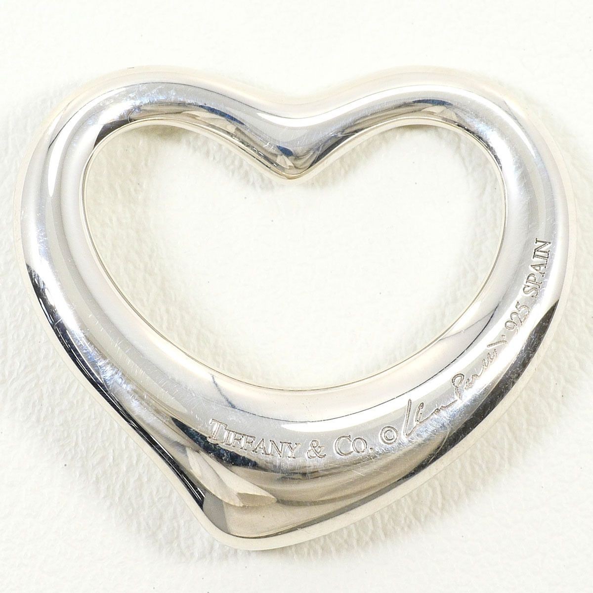 Tiffany & Co Open Heart Silver Pendant Top Necklace Unadated One Size Used