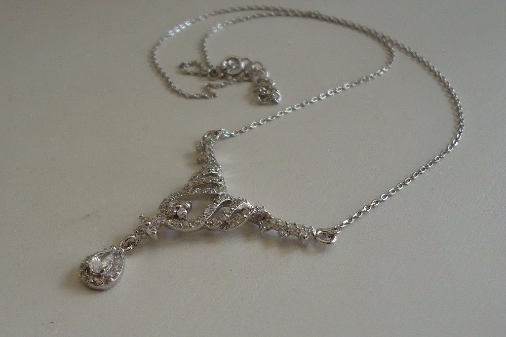 925 Silver Round Cut Simulated Diamond Pendant Necklace In 14K White Gold Plated