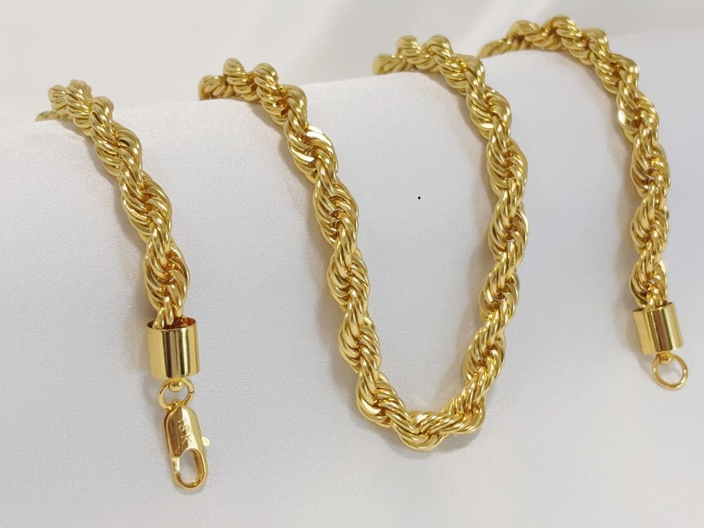 18K Yellow Gold Diamond Cut Rope Chain 8mm NecKlace Mens Womens 28″