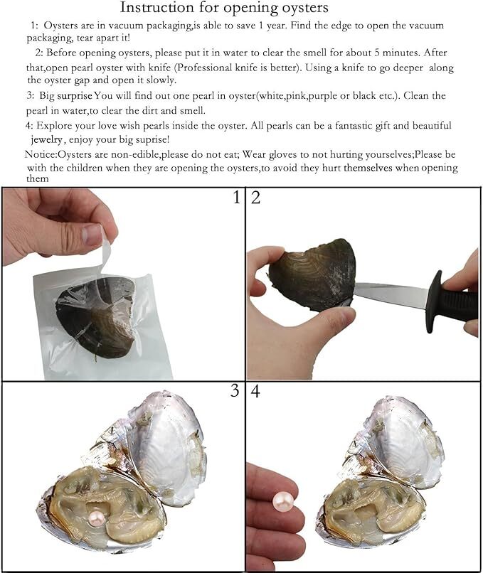 10PCS Natural Pearl Akoya Oysters Individually Wrapped w/ Cultured Bulk 7-8mm