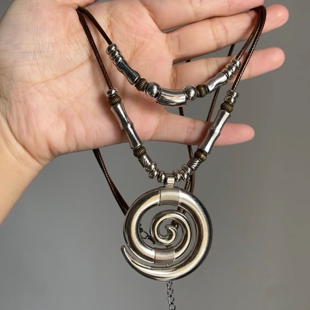 New ethnic style necklace with bohemian spiral pendant clavicle chain