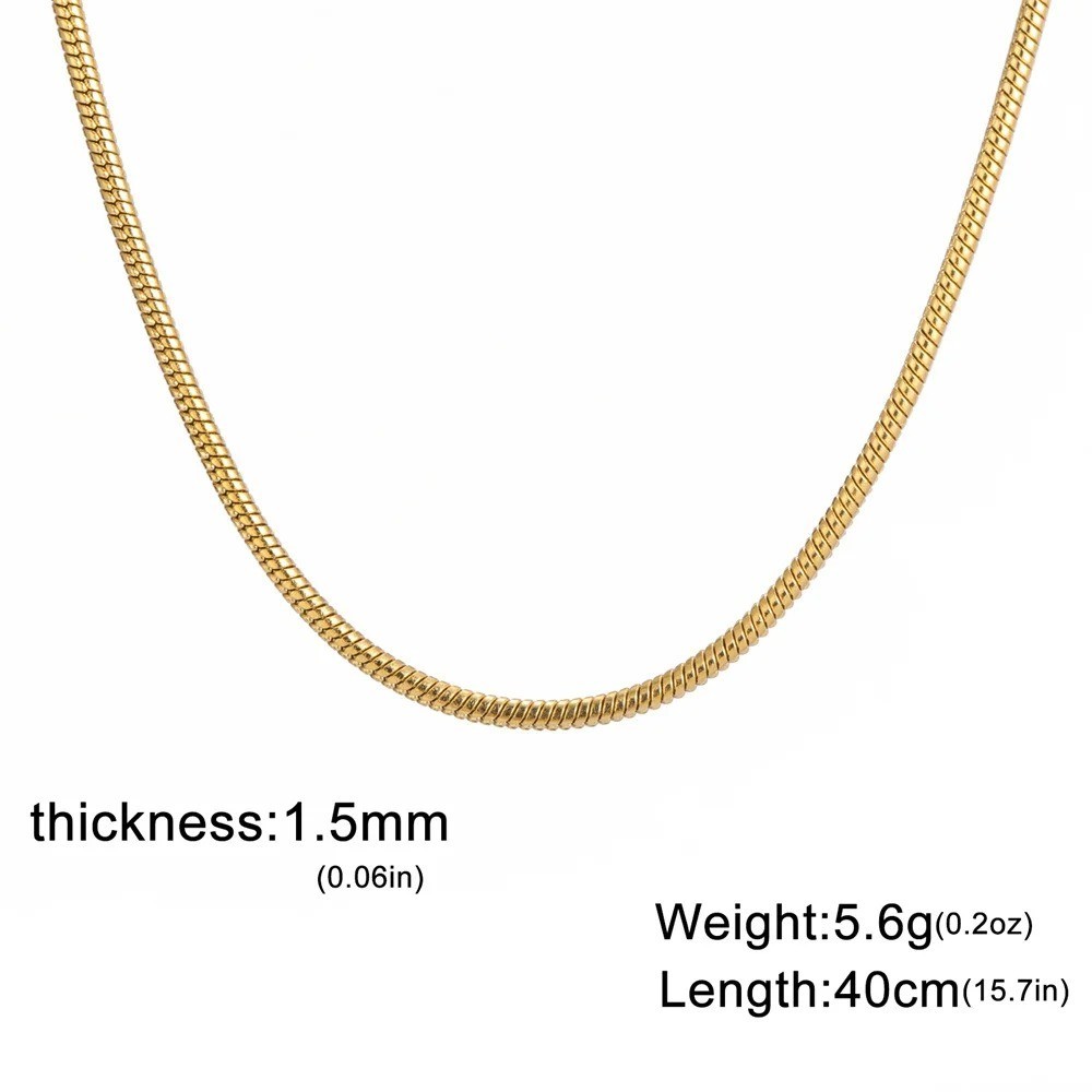 Stainless Steel Snake Chain Necklace 0.9-1.5mm Choker Link Men Women Gift