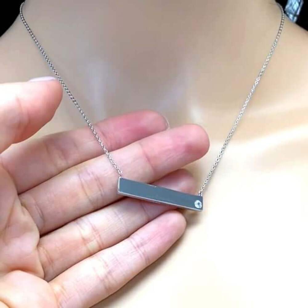 Engravable ID Bar Name Plate Sterling Silver Necklace (Solid Links) 16″-18″ Adju