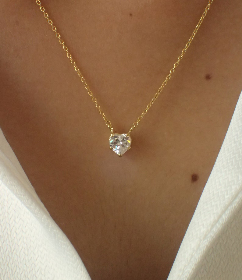 2 Ct Heart Cut Pendant Necklace Simulated Diamond In 14k Yellow Gold Plated