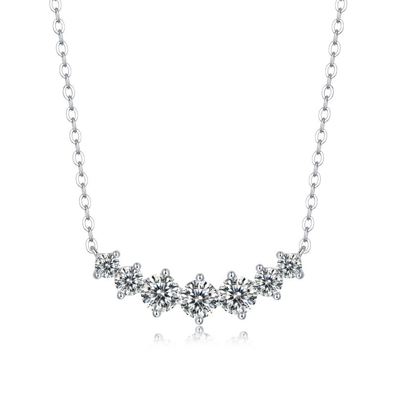 2.5mm 3mm 4mm Round Cut Moissanite Chain Necklace Solid 925 Sterling Silver 18”