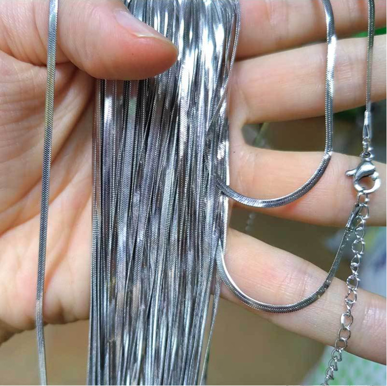 316L Stainless Steel Gold Silver Herringbone Adjustable Clavicle Chain Necklace