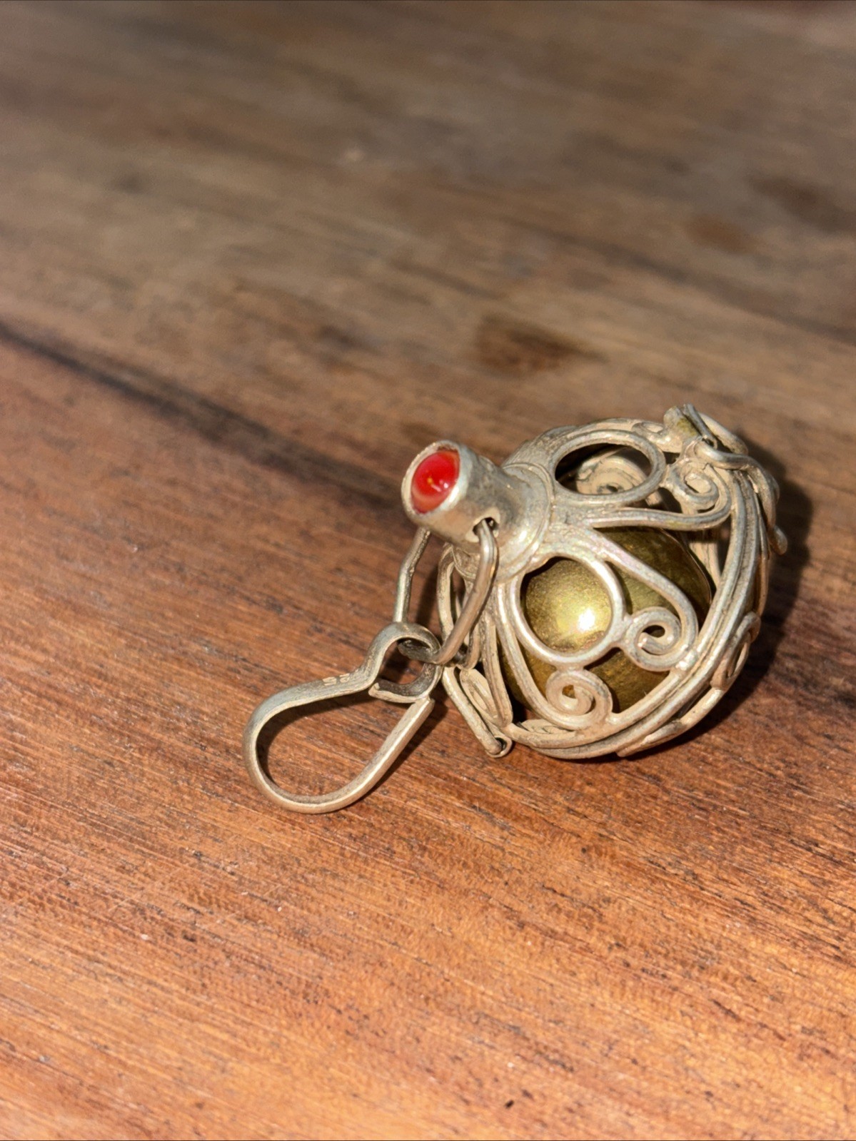 Sterling Silver Harmony Pendant With Brass Ball Chime