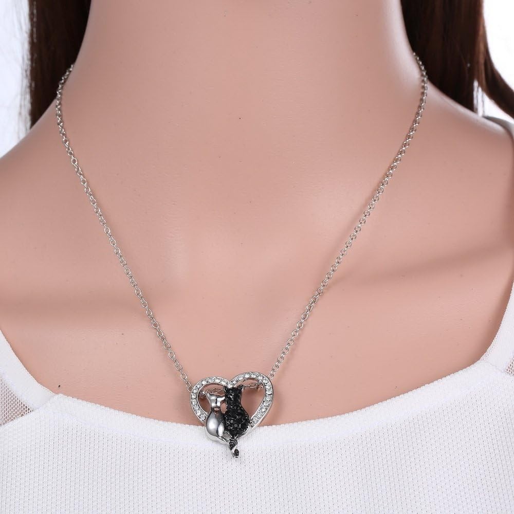 Flawless Cat Shape Heart Necklace with Cubic Zirconia – Perfect Gift for Kids